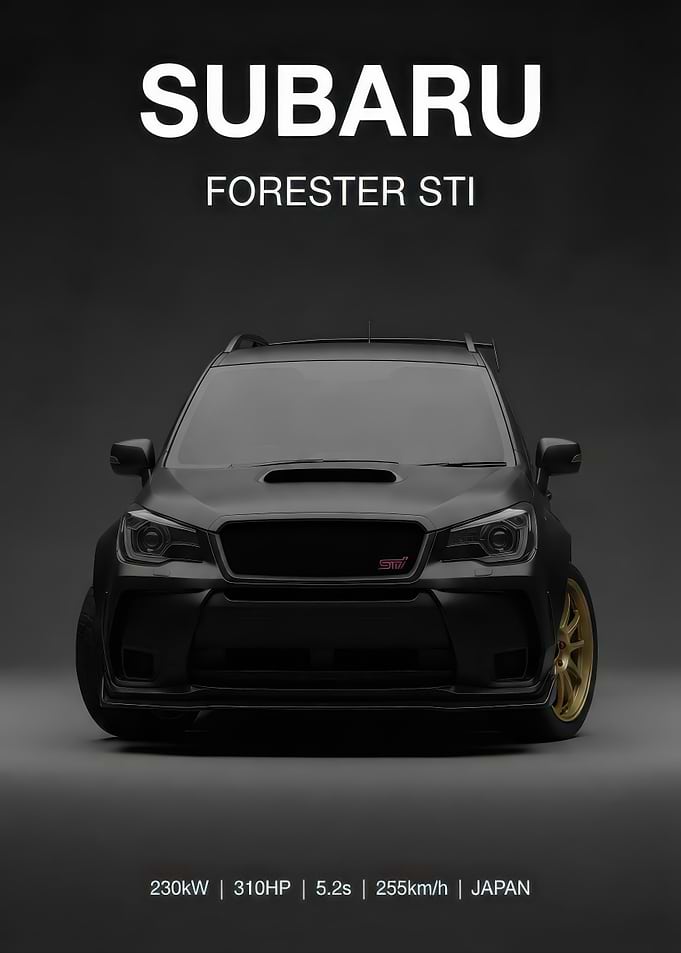 Subaru Forester STI Matte Black Poster