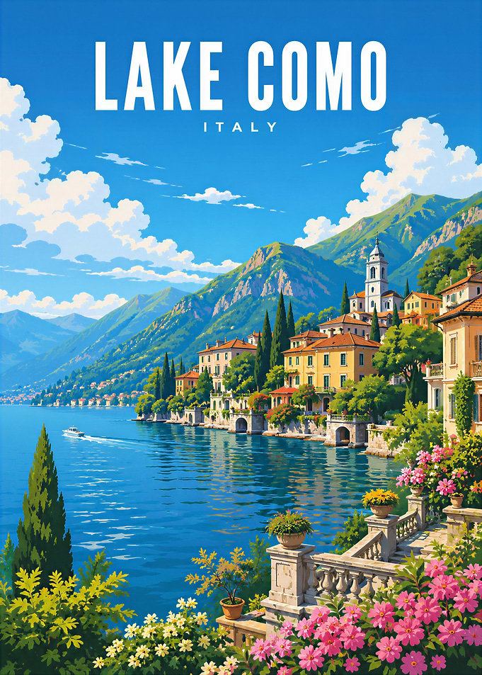 Lake Como Italy Travel Poster