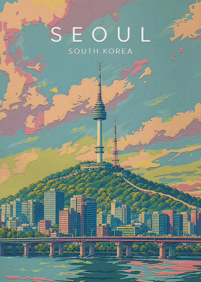 Seoul South Korea Travel Poster