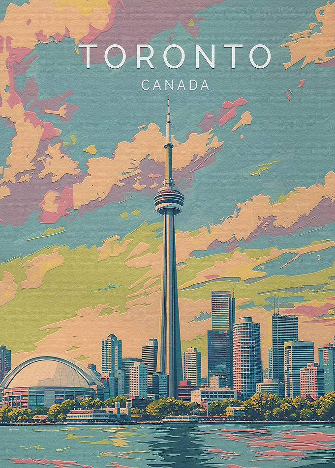 Vintage Style Toronto Skyline Poster