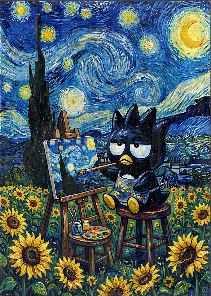Badtz-Maru Painting Starry Night