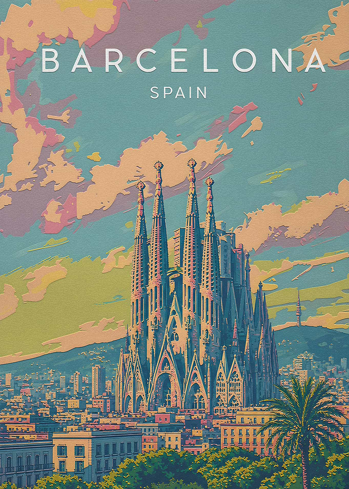 Barcelona Sagrada Familia Travel Poster