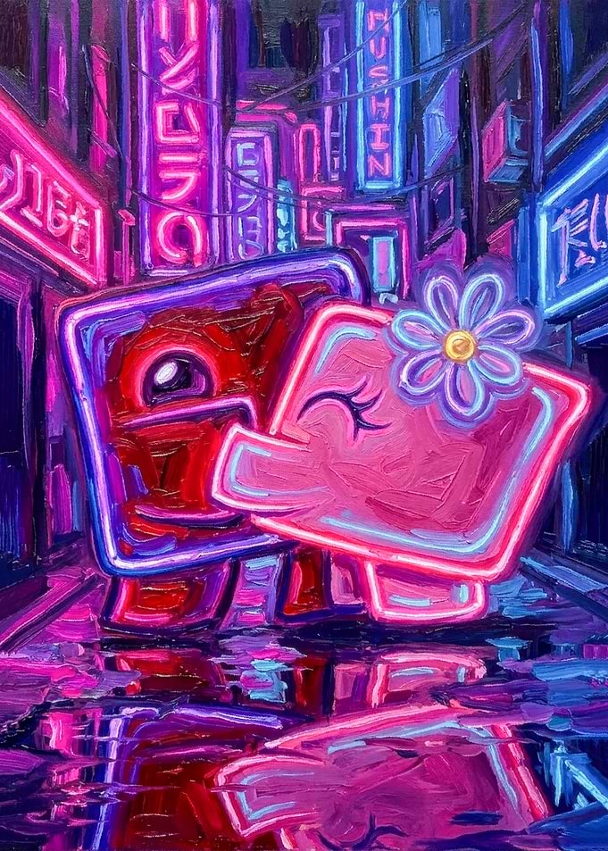 Neon Love Characters Painting