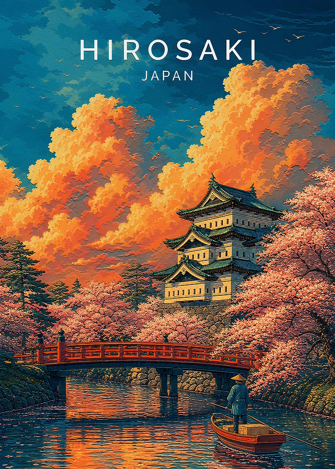 Hirosaki Castle Japan Travel Poster