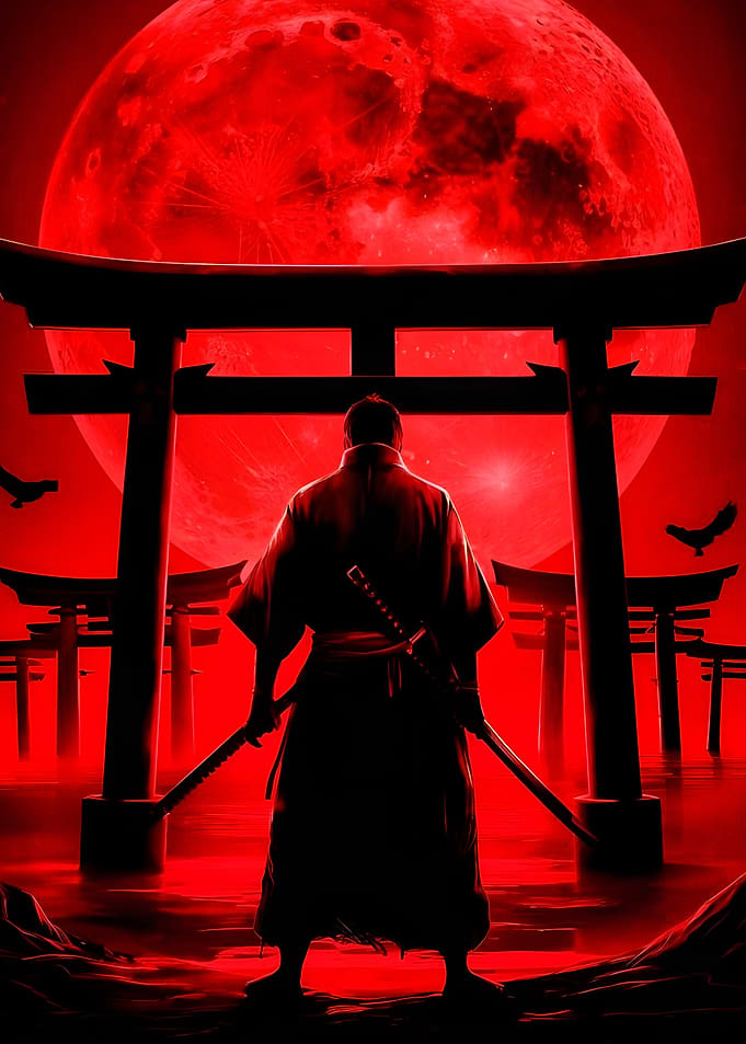 Samurai Under a Blood Red Moon