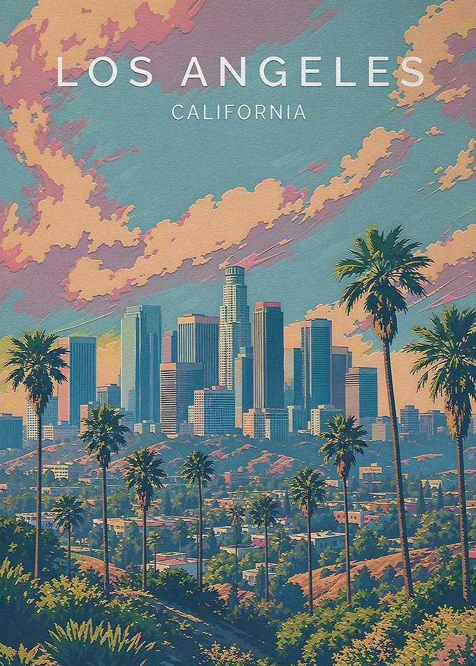 Los Angeles California Vintage Travel Poster