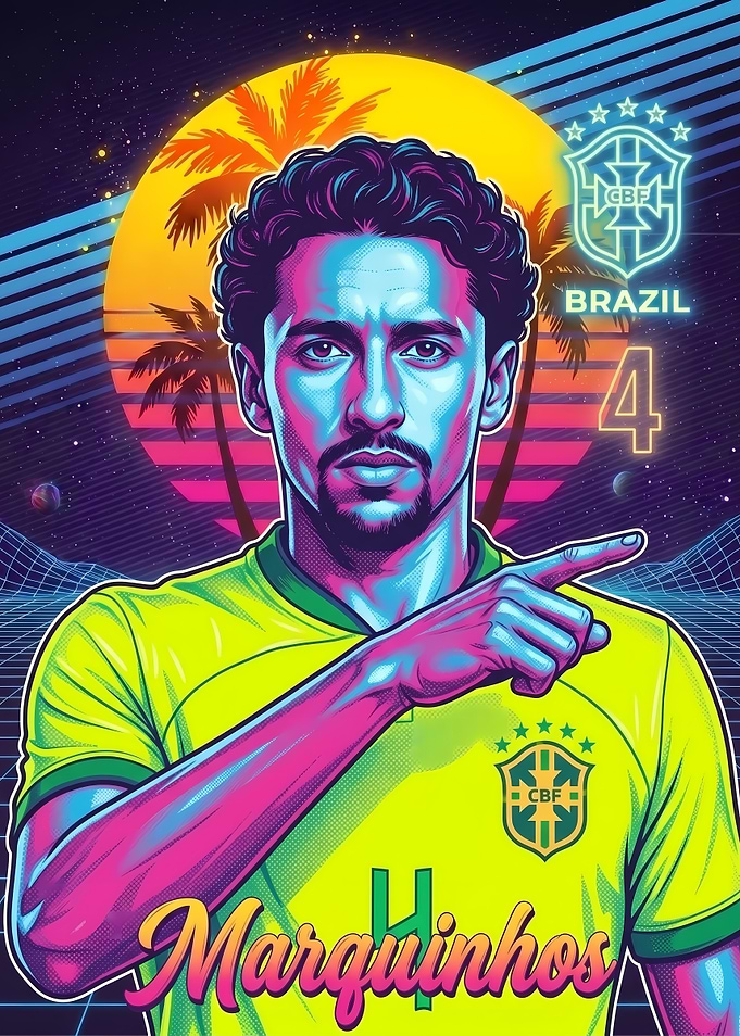 Marquinhos Brazil Retro Synthwave Poster