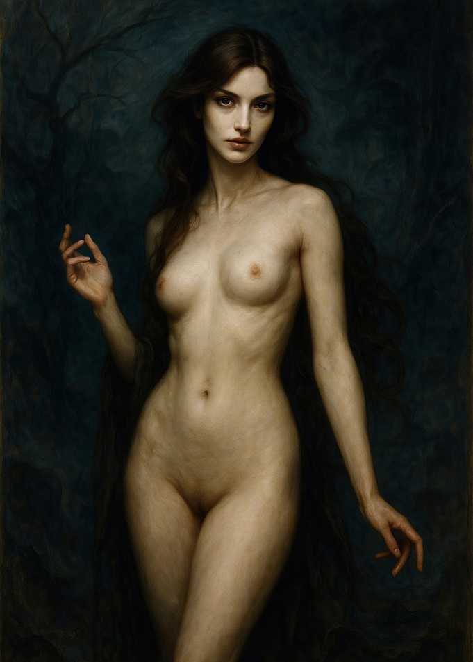 Ethereal Nude Portrait in Dark Tones