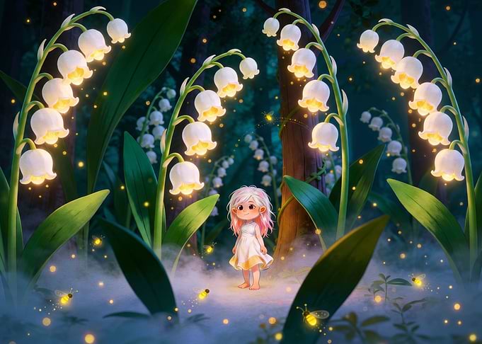 Little Girl in Enchanted Lily Forest