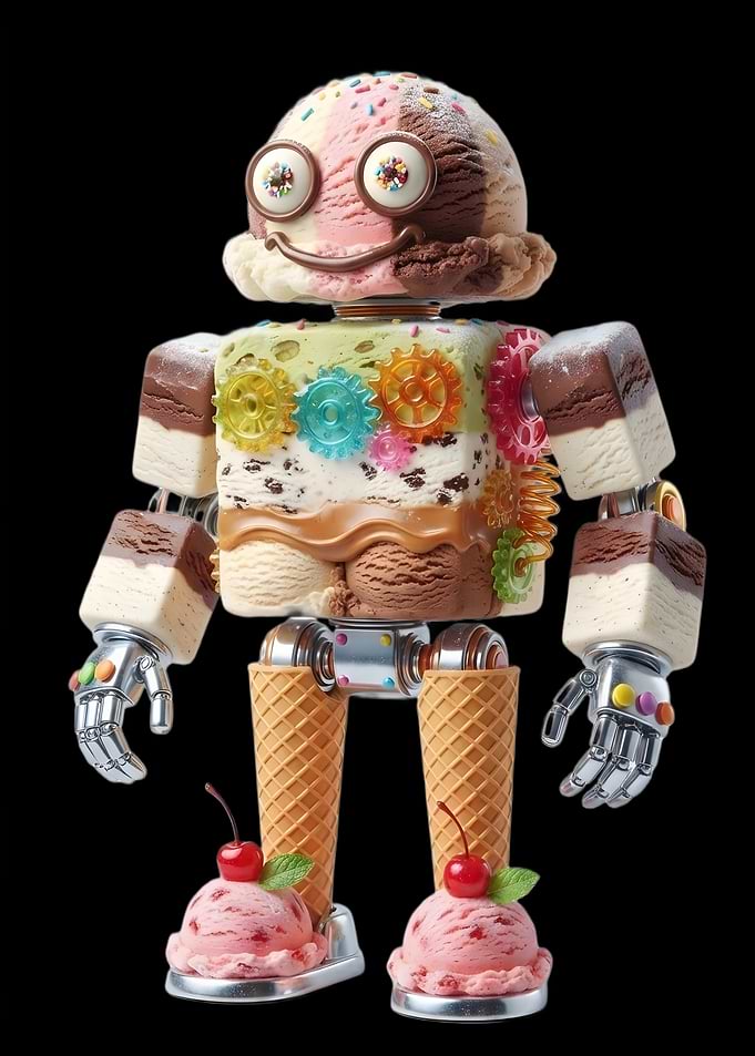 Whimsical Ice Cream Robot Character