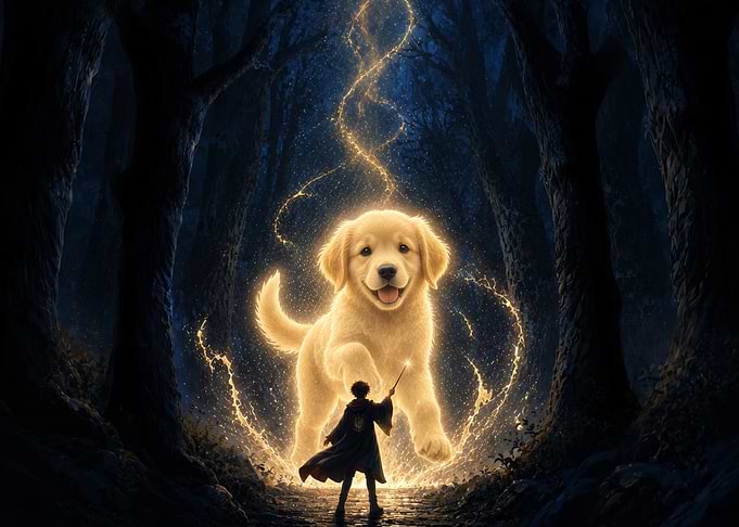 Magical Golden Retriever Patronus Charm