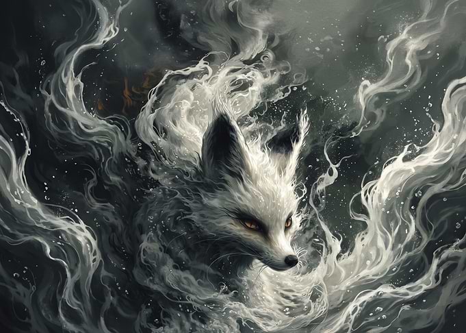 Ethereal White Fox in Smoke