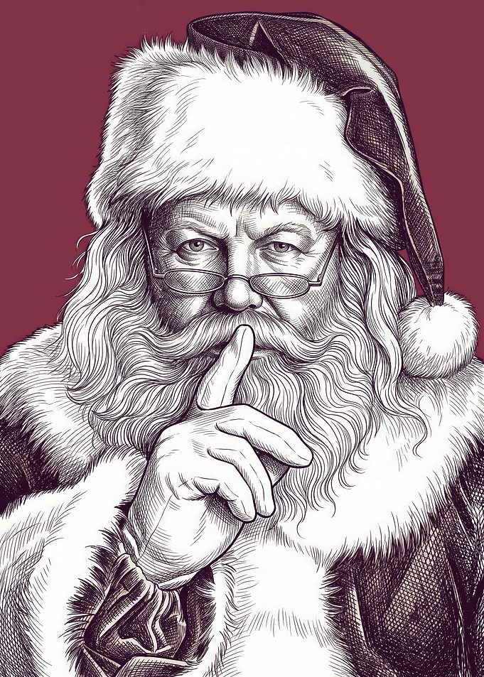 Santa Claus Shushing Illustration