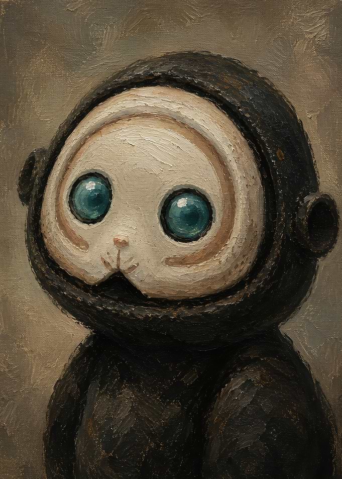 Surreal Creature with Large Blue Eyes