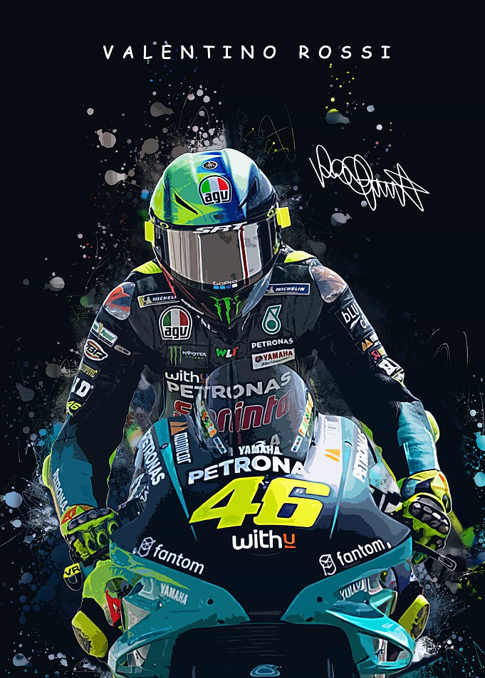 Valentino Rossi Motorcycle Racing Art
