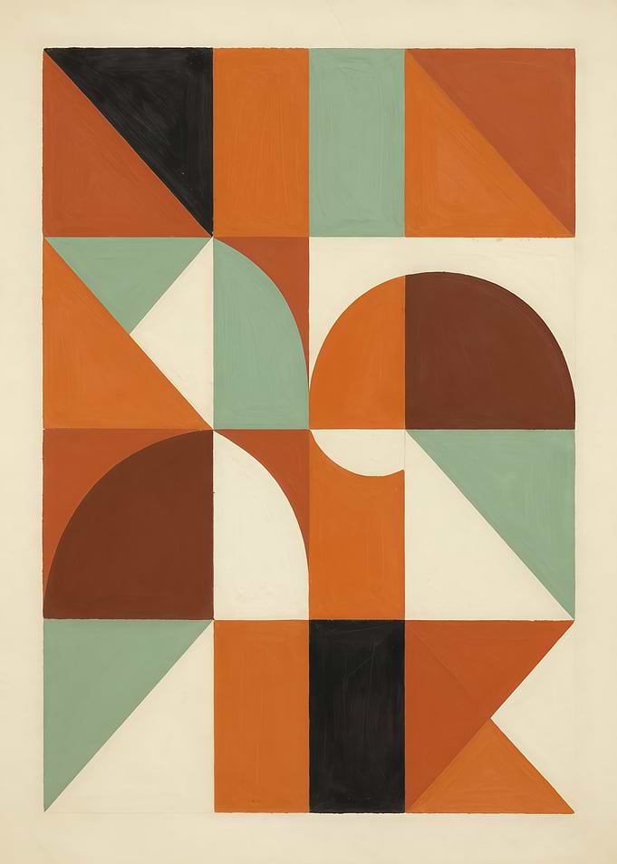 Geometric Abstract Composition in Earth Tones