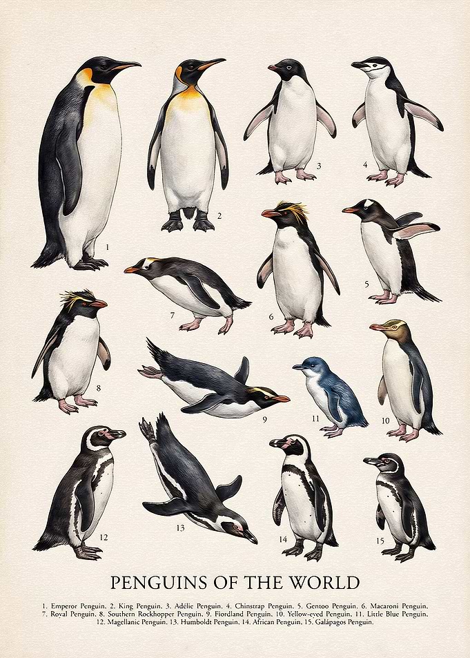 Penguins of the World Educational Poster