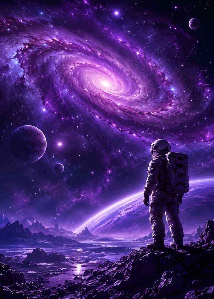 Astronaut Standing on Alien Planet