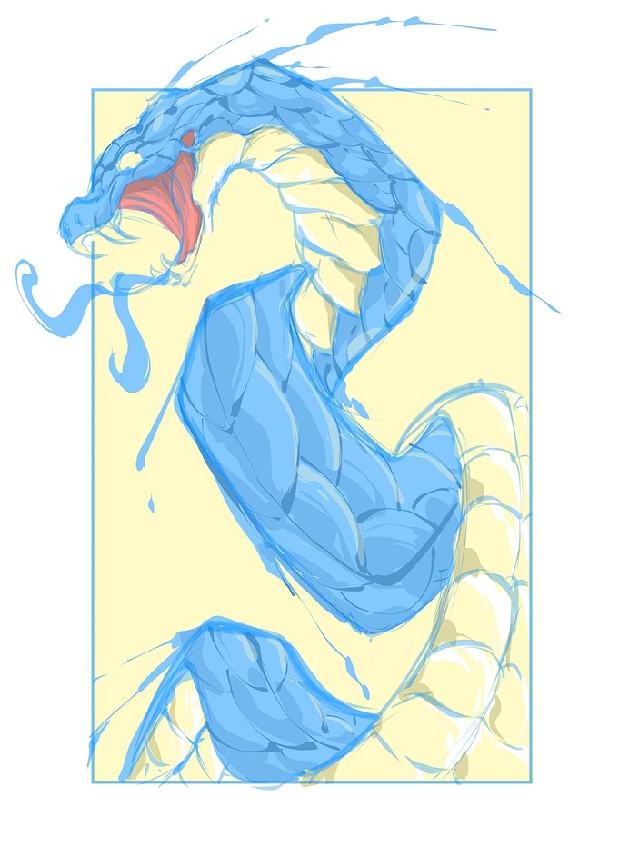Stylized Blue Serpent Illustration