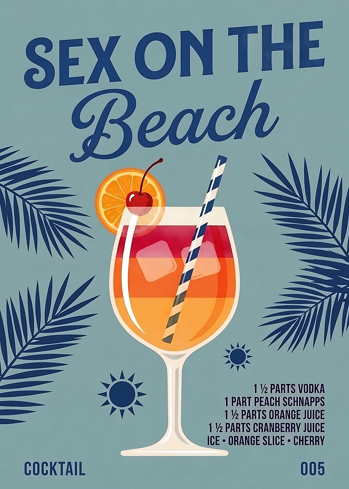 Sex on the Beach Cocktail Poster