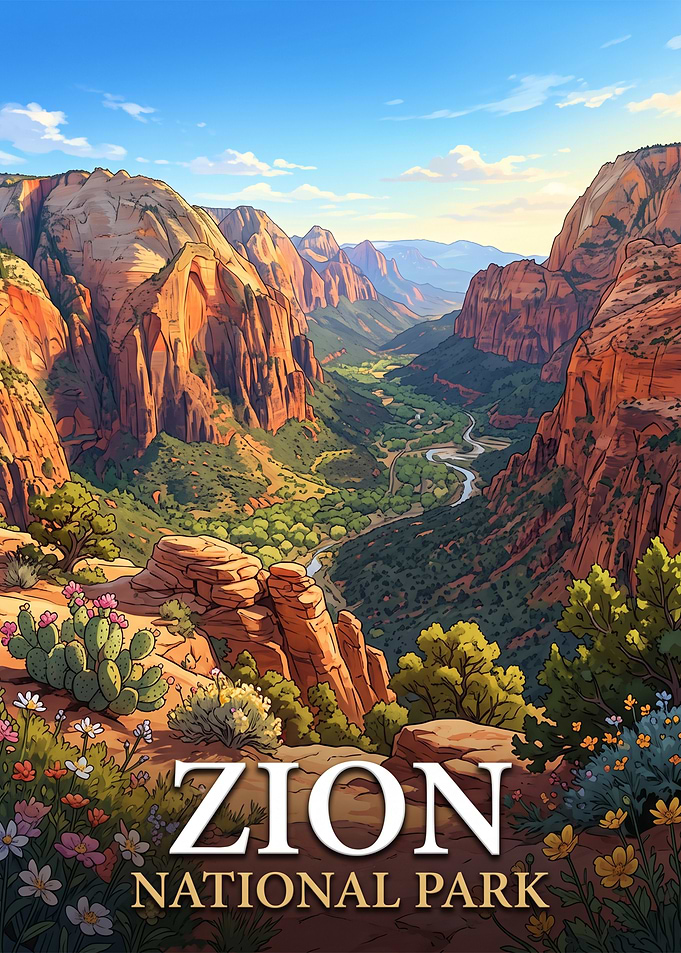 Zion National Park Travel Poster