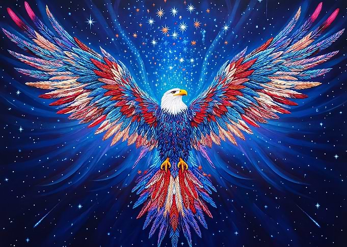 Majestic Patriotic Eagle in Space