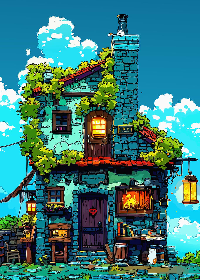 Cozy Fantasy Stone Cottage