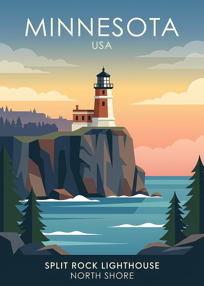 Split Rock Lighthouse Minnesota Travel Poster