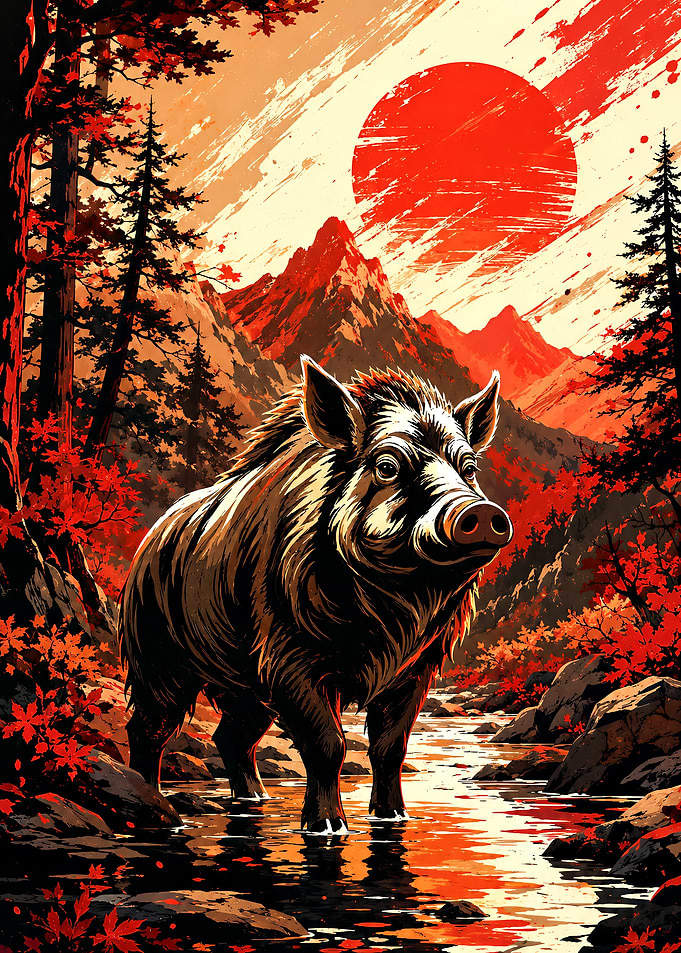 Wild Boar in Red Forest