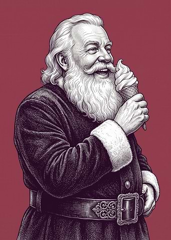 Santa Claus Eating Ice Cream