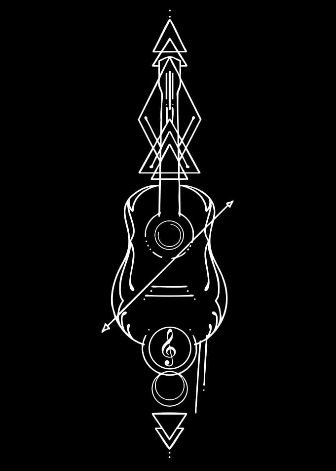 Geometric Guitar Line Art Design