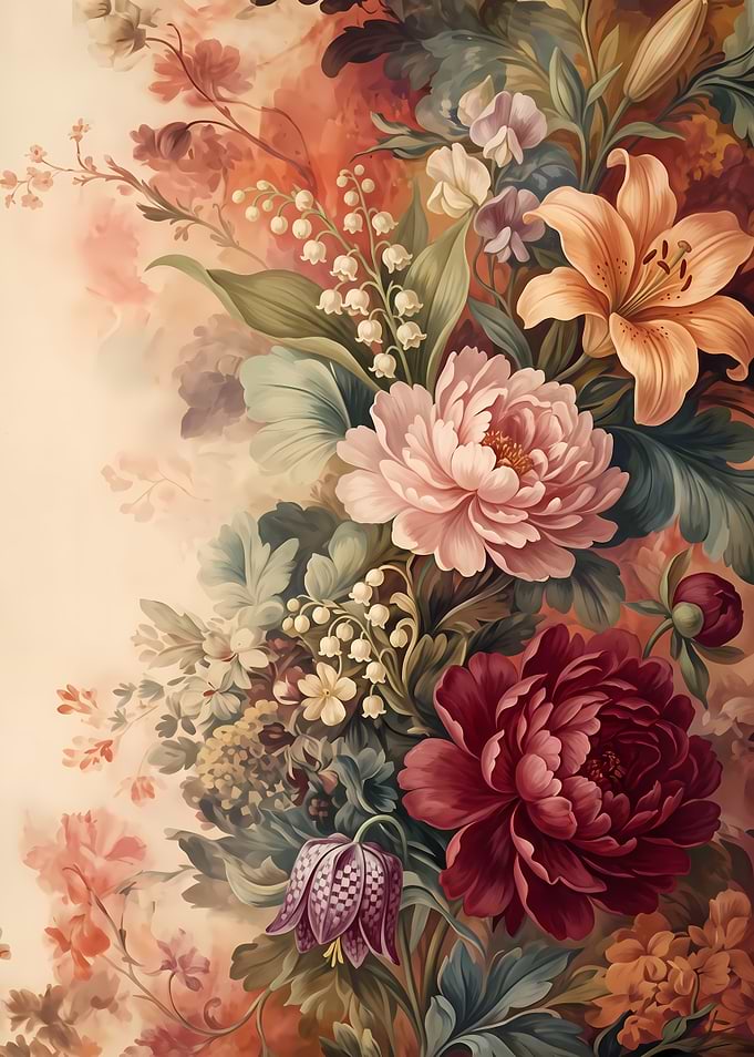 Elegant Floral Bouquet Oil Painting