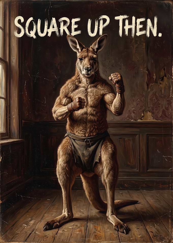 Muscular Boxing Kangaroo Poster