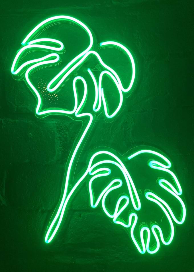 Green Neon Monstera Leaf Sign