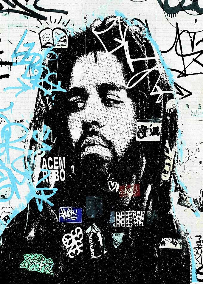 J. Cole Graffiti Street Art Portrait