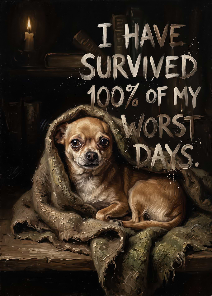 Chihuahua Surviving Worst Days Inspirational Art