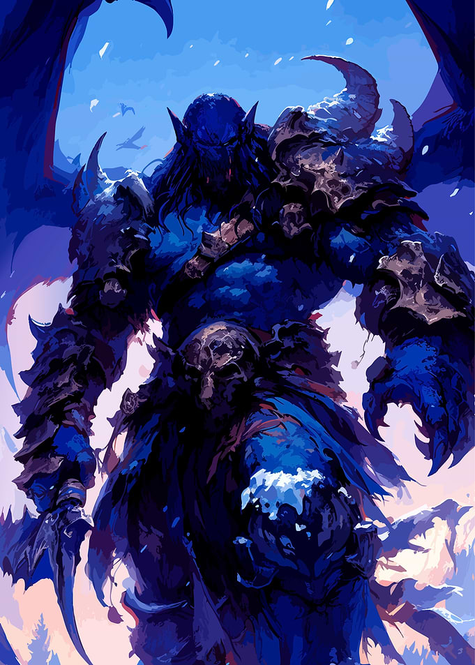 Blue Demon Warrior Fantasy Art