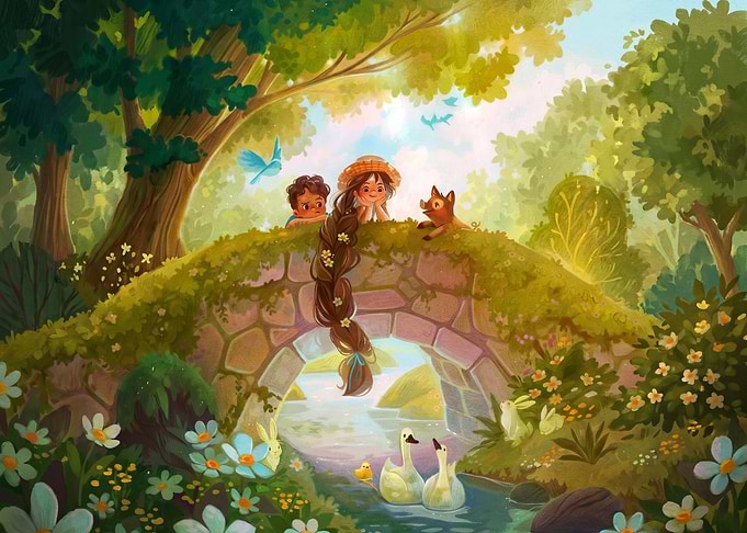 Rapunzel and Flynn at the Bridge