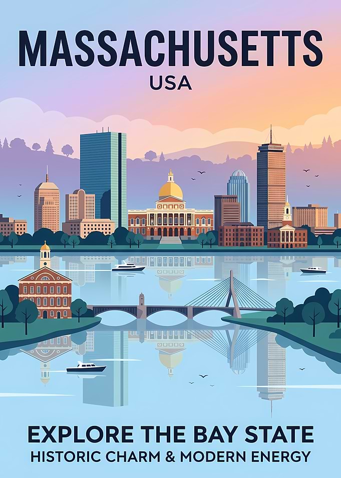 Boston Massachusetts Travel Poster