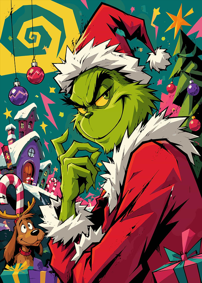 The Grinch Christmas Illustration