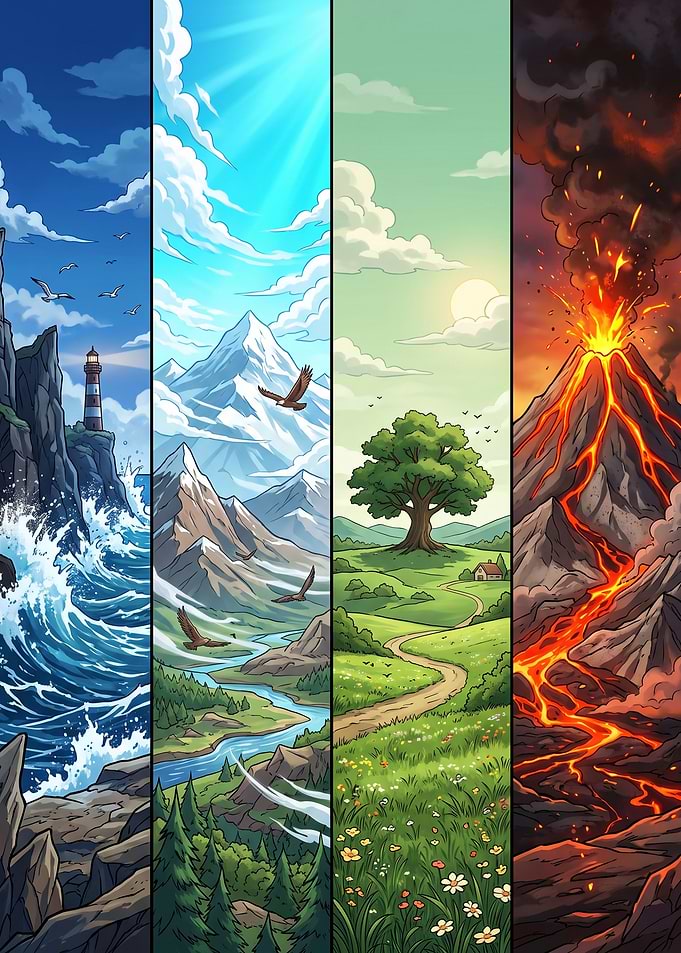 Four Elements Nature Landscape Panels