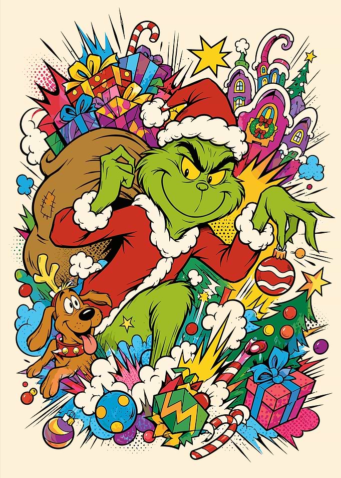 The Grinch Christmas Pop Art Illustration
