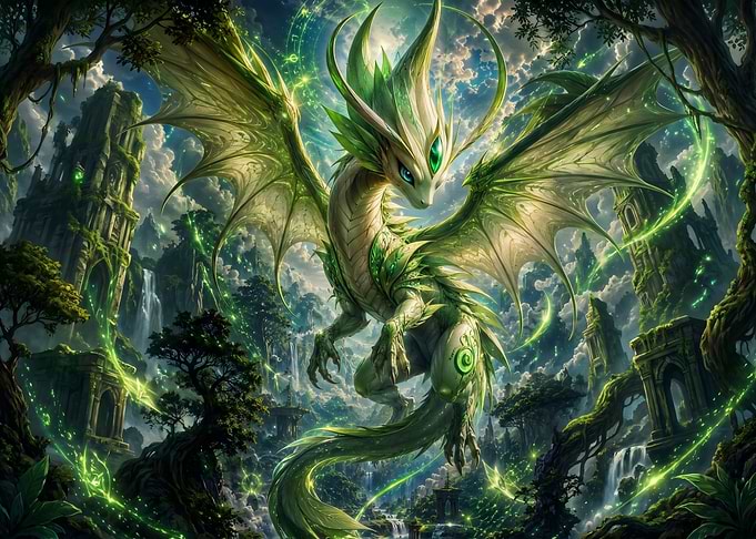 Majestic Green Forest Dragon