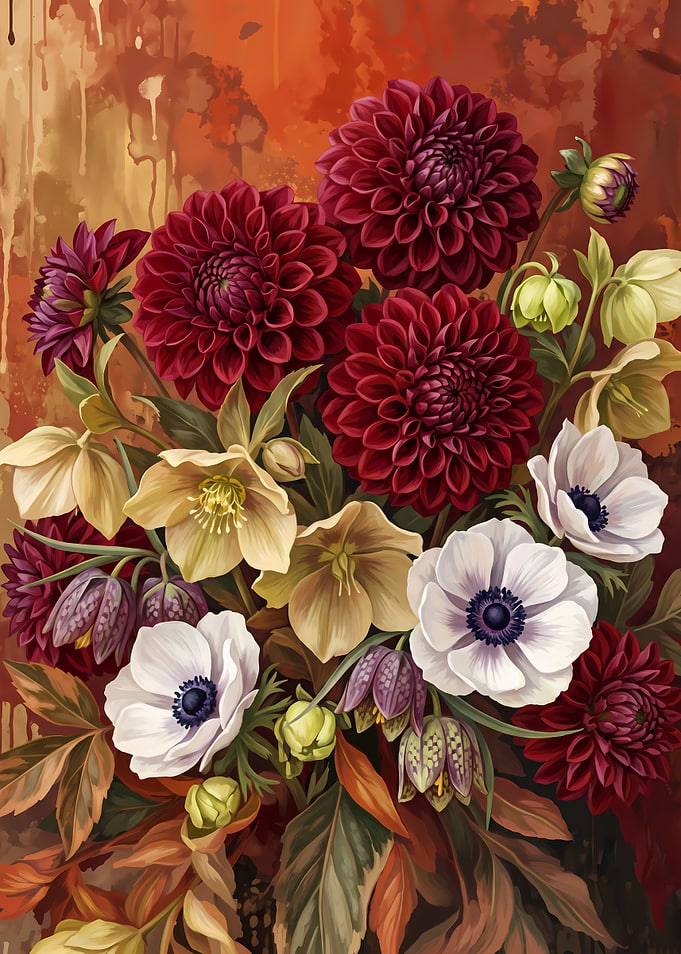 Rich Autumnal Floral Bouquet Painting