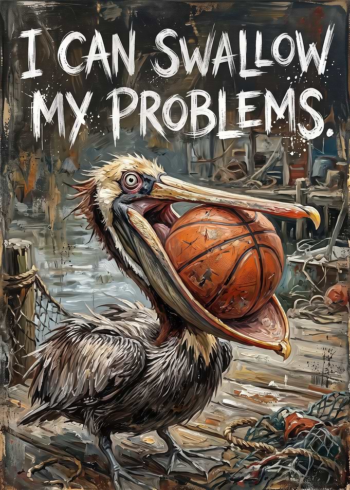 Pelican Swallowing a Basketball