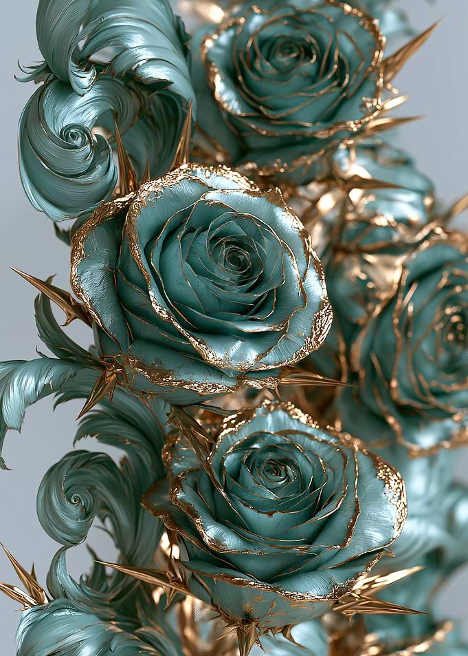 Elegant Teal and Gold Roses
