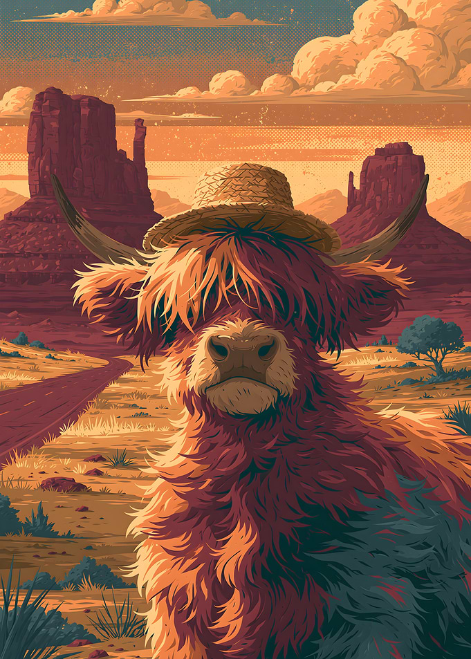 Highland Cow in Monument Valley