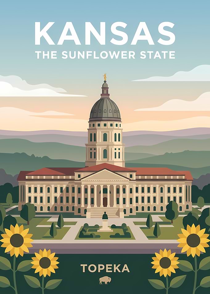 Kansas State Capitol Travel Poster