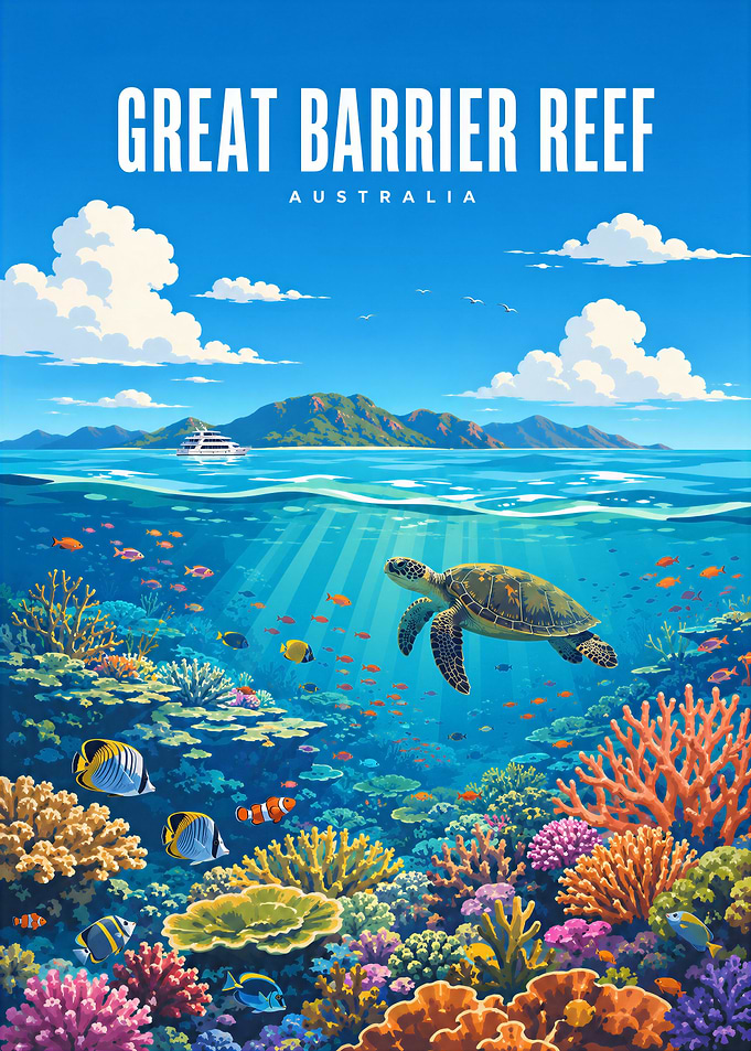 Great Barrier Reef Travel Poster