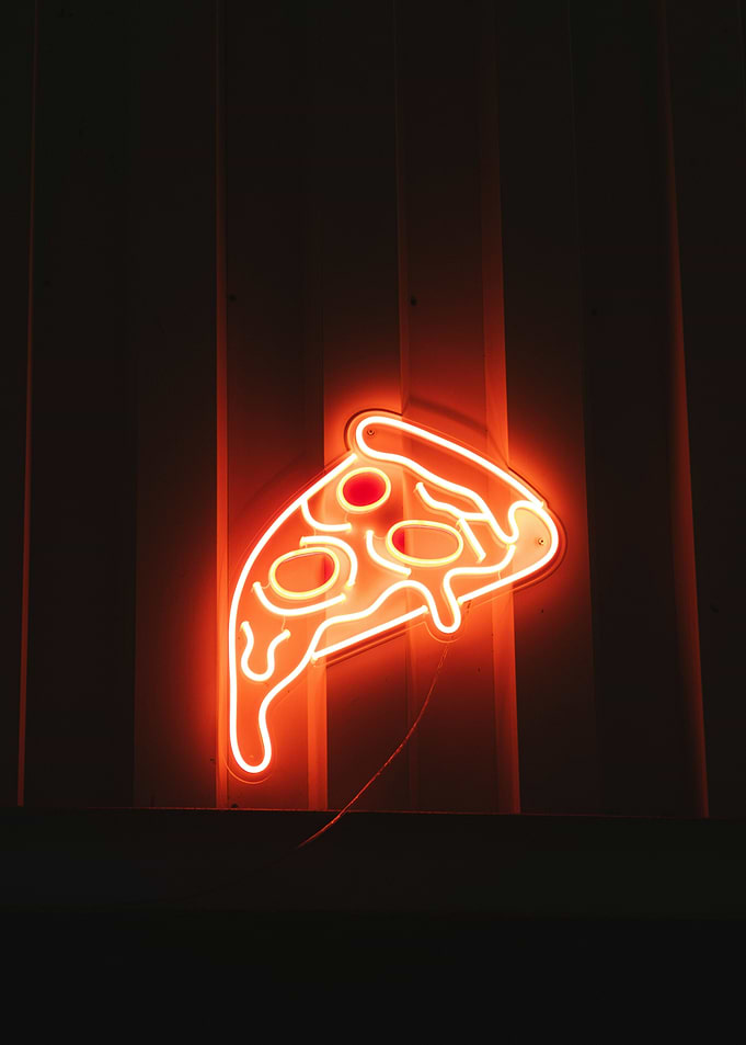 Glowing Neon Pizza Slice Sign